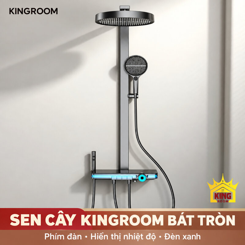 Sen cây KINGROOM bát tròn màu xám lắp nổi trên tường phòng tắm