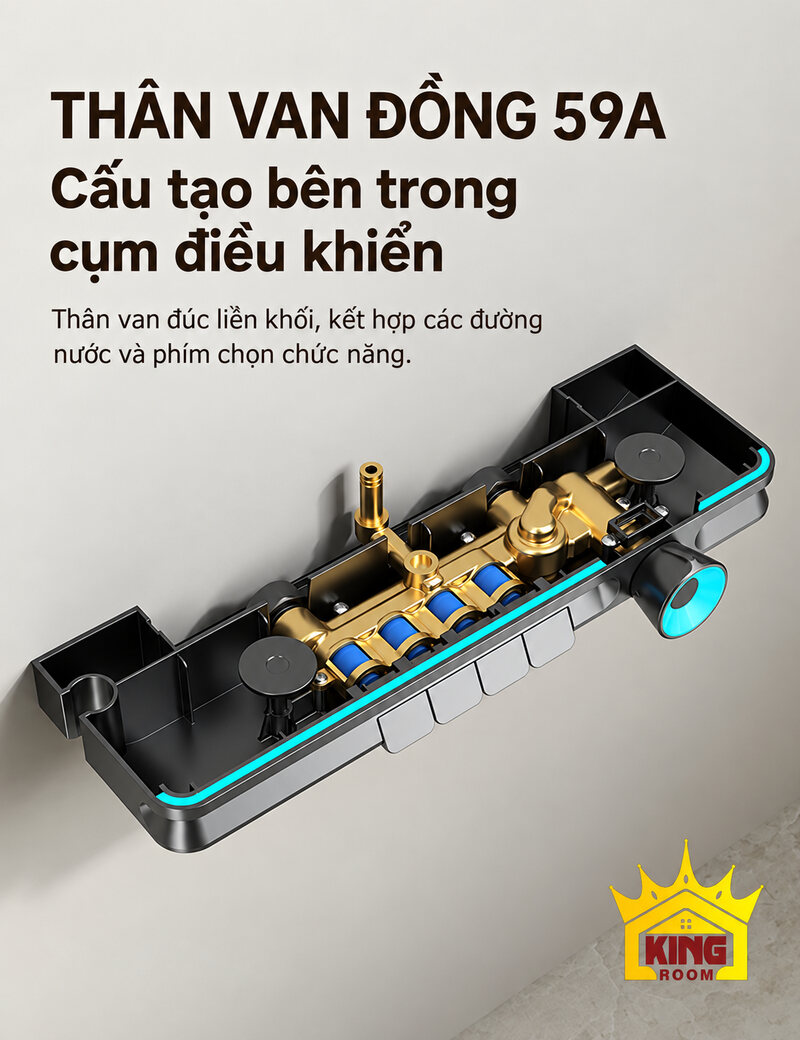 Cấu tạo bên trong thân van đồng 59A của sen cây KINGROOM
