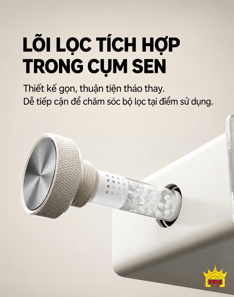 Chi tiết vị trí lắp lõi lọc trên sen cây KINGROOM H2