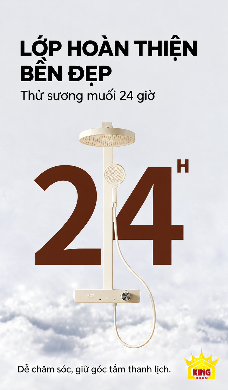 Sen cây KINGROOM H2 màu kem và minh họa thử sương muối 24 giờ
