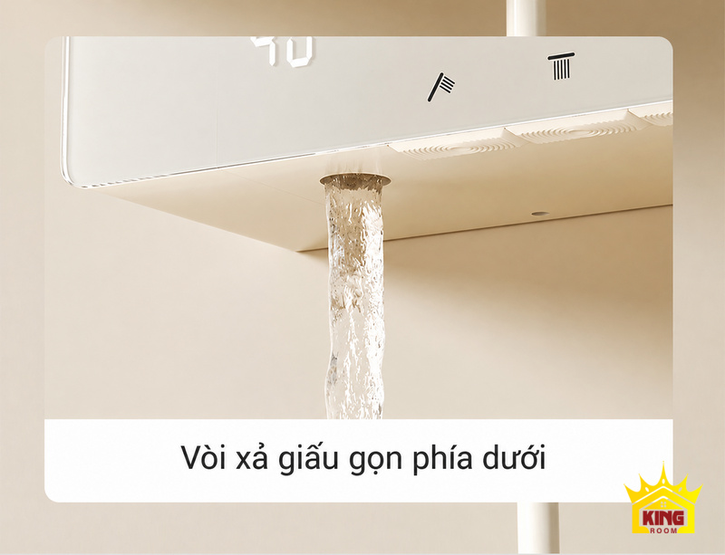 Vòi xả ẩn phía dưới củ sen trên sen cây KINGROOM H2