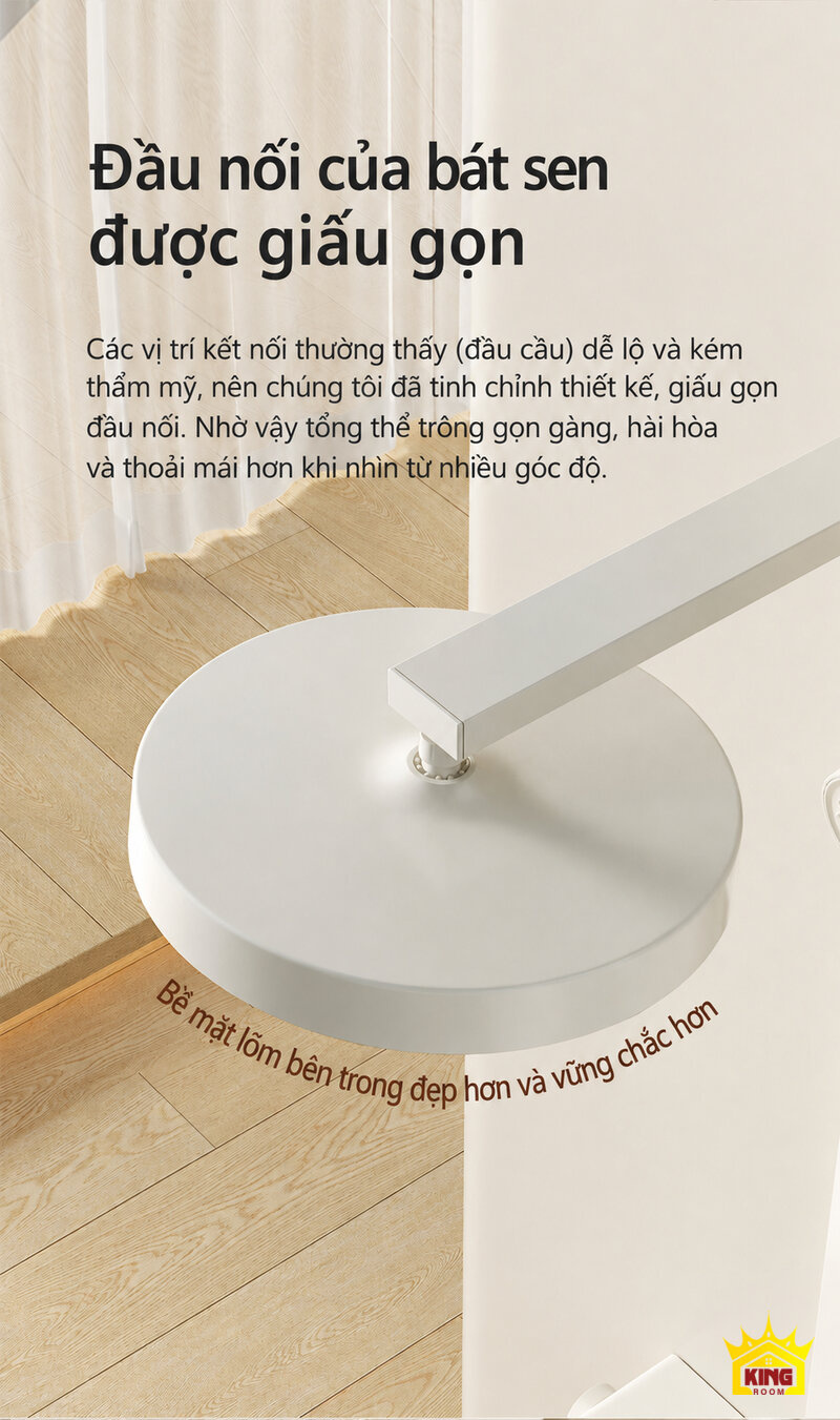 Khớp nối bát sen được giấu gọn trên sen cây KINGROOM H2