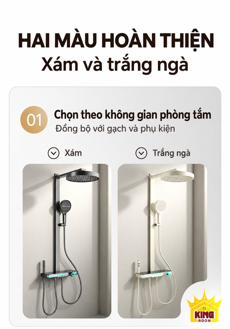 Hai lựa chọn màu xám và trắng ngà của sen cây KINGROOM bát tròn