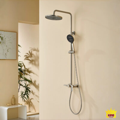 Toàn cảnh sen cây KINGROOM màu niken xước với bát sen tròn, tay sen và củ sen tay gạt