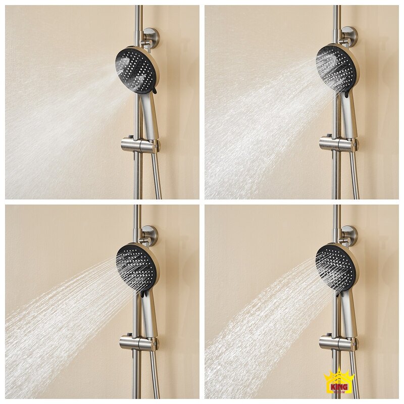 Các kiểu tia của tay sen Bốn hình minh họa các kiểu dòng nước ở mặt trước tay sen KINGROOM
