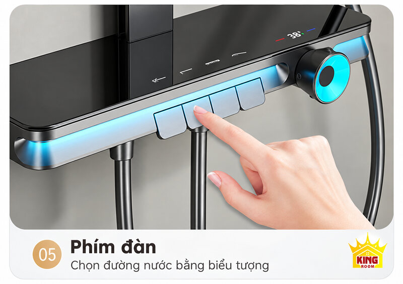 Ngón tay bấm phím chọn chức năng trên sen cây KINGROOM