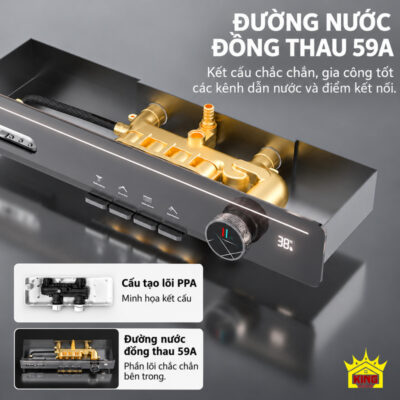 Cấu tạo đường nước đồng thau 59A trên sen cây phím đàn KINGROOM 330 × 220 mm