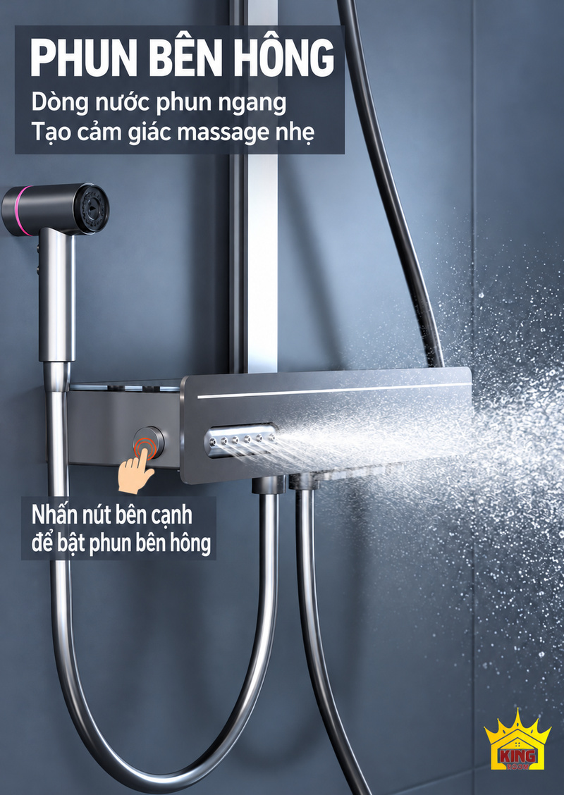 Điều khiển phun bên hông trên sen cây phím đàn KINGROOM 330 × 220 mm