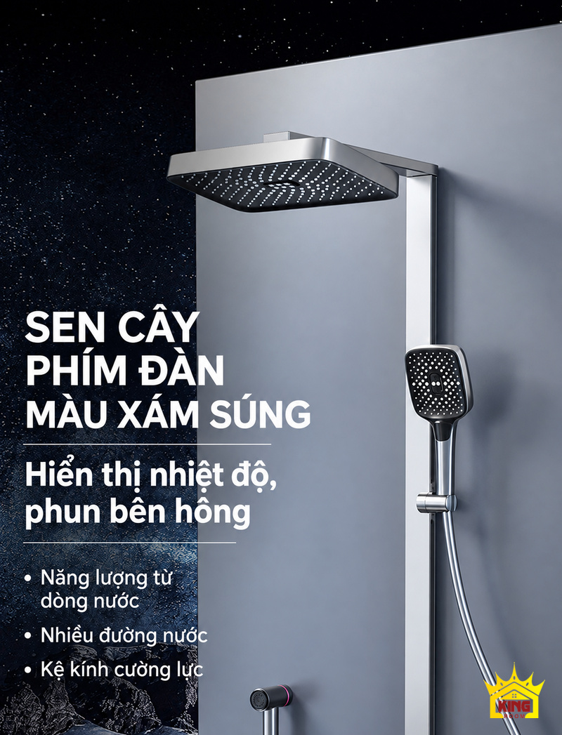 Góc nhìn bát sen và tay sen màu xám trên sen cây phím đàn KINGROOM 330 × 220 mm