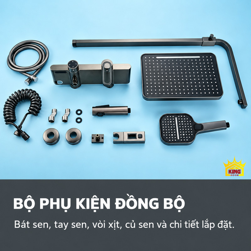 Bộ phụ kiện A-1 Các bộ phận của sen cây A-1 xám súng gồm bát sen, tay sen, củ sen, vòi xịt và dây nối