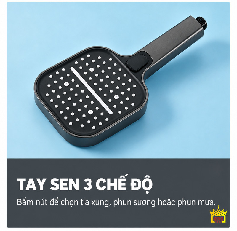 Nút chuyển chế độ tay sen Tay sen vuông A-1 với nút chuyển chế độ và mặt phun nhiều đầu ra