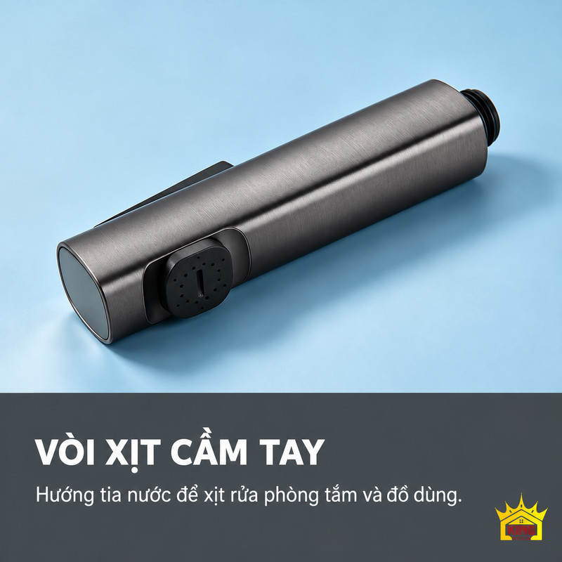 Vòi xịt cầm tay A-1 Vòi xịt hình trụ màu xám súng đi kèm sen cây KINGROOM A-1