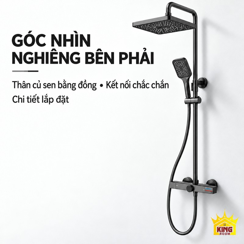 Góc nghiêng bên phải sen bát vuông Sen bát vuông xám súng nhìn nghiêng bên phải, thể hiện củ sen và điểm lắp tường.
