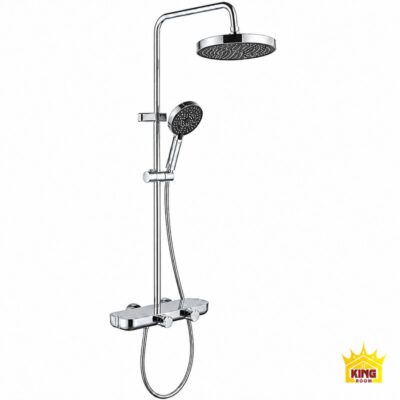 Toàn bộ sen cây KINGROOM chrome bát tròn và củ sen hai núm vặn trên nền trắng