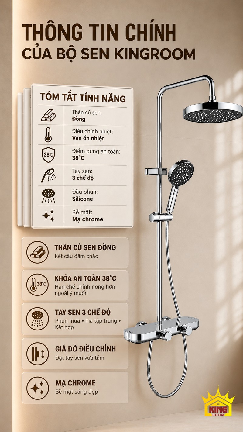 Tóm tắt tính năng sen bát tròn Sen cây KINGROOM bát tròn và bảng tóm tắt các chi tiết chính