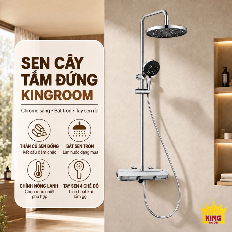Bộ sen bát tròn thân củ sen đồng Sen cây KINGROOM bát tròn cùng các điểm thân củ sen đồng và tay sen 4 chế độ