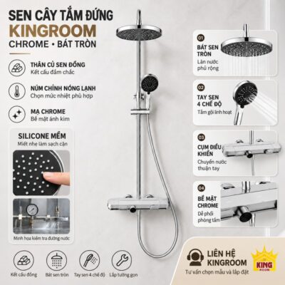 Sen cây KINGROOM bát tròn cùng các chi tiết thân củ sen, tay sen và bộ điều khiển
