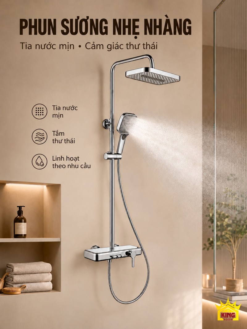Tay sen phun sương Tay sen KINGROOM chrome phun tia nước dạng sương
