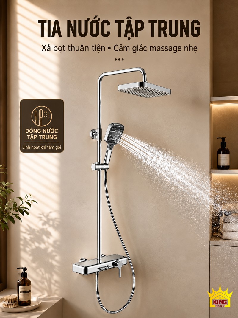 Tay sen tia tập trung Tay sen KINGROOM chrome phun các tia nước tập trung
