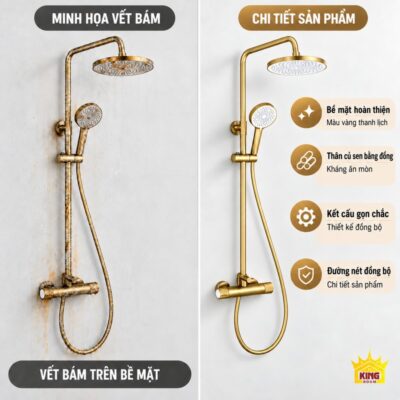 Minh họa bề mặt xuống cấp bên cạnh các chi tiết hoàn thiện của bộ sen màu vàng.