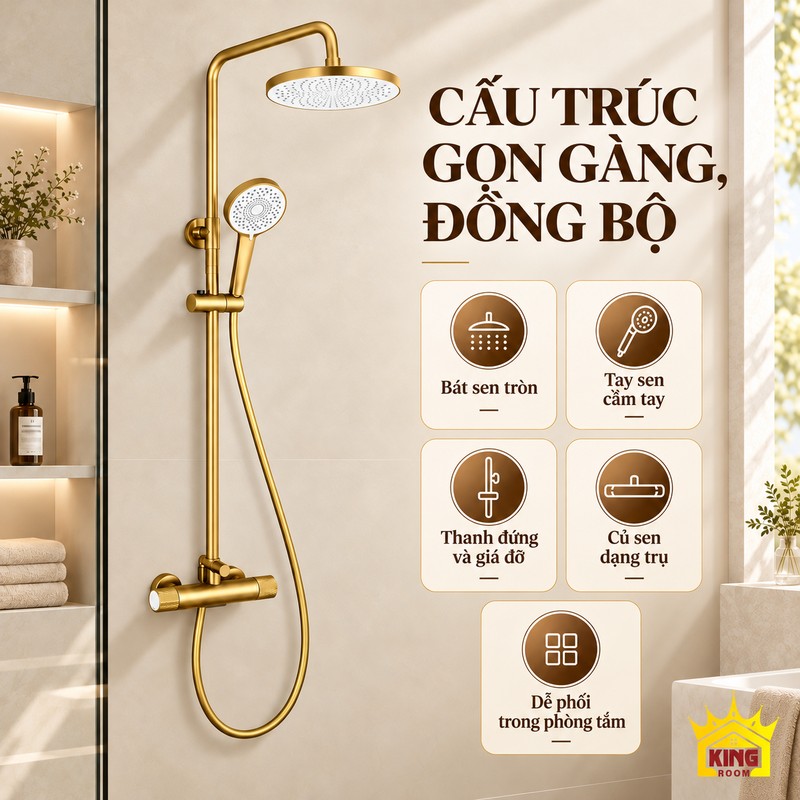 Các bộ phận của sen cây vàng Bát sen tròn, tay sen, thanh đứng và củ sen dạng trụ trong cùng bộ màu vàng.