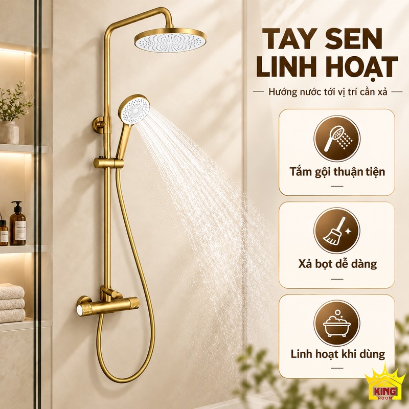 Tay sen vàng khi hướng dòng nước Tay sen màu vàng mặt trắng đang hướng nước vào khu vực tắm.
