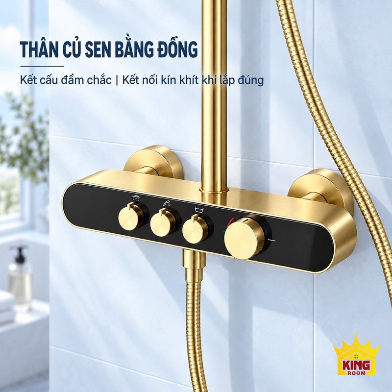 Cận cảnh củ sen vàng phối đen Củ sen có mặt đen, ba phím nhỏ màu vàng và núm xoay lớn ở phía trước.