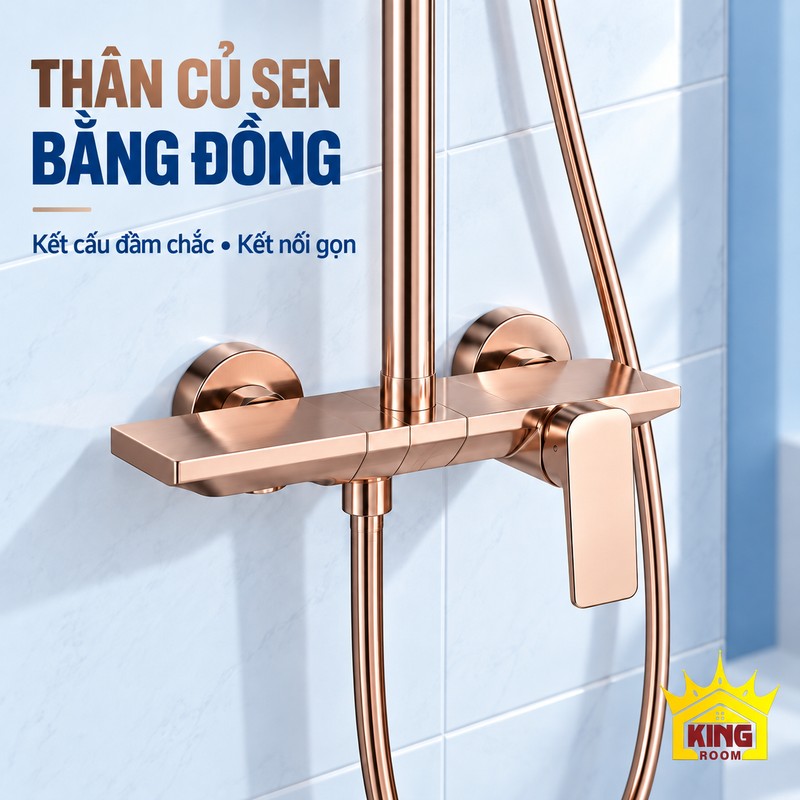 Thân củ sen bằng đồng Cận cảnh thân củ sen bằng đồng với bề mặt vàng hồng của bộ sen KINGROOM bát tròn