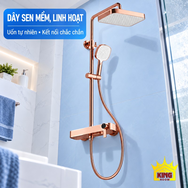 Dây sen mềm linh hoạt Dây sen vàng hồng uốn cong dưới củ sen KINGROOM bát vuông mặt trắng
