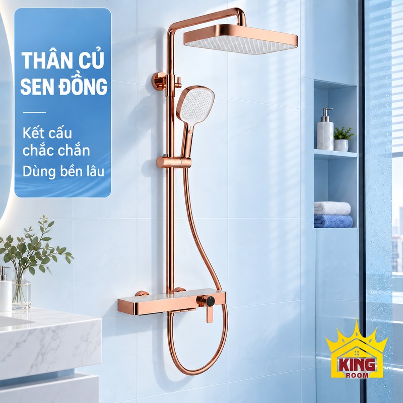 Kết cấu thân củ sen đồng Tổng thể sen cây tắm đứng KINGROOM vàng hồng bát vuông và thân củ sen bằng đồng