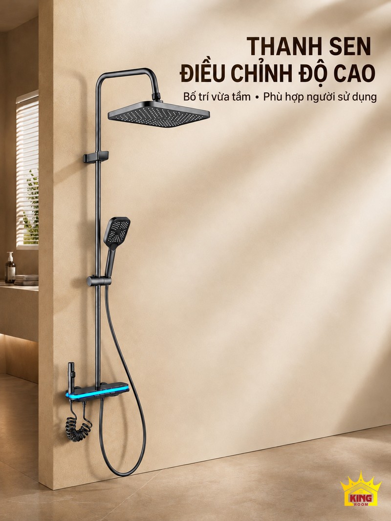 Thanh sen điều chỉnh độ cao Thanh đứng của sen KINGROOM xám súng với kết cấu điều chỉnh độ cao