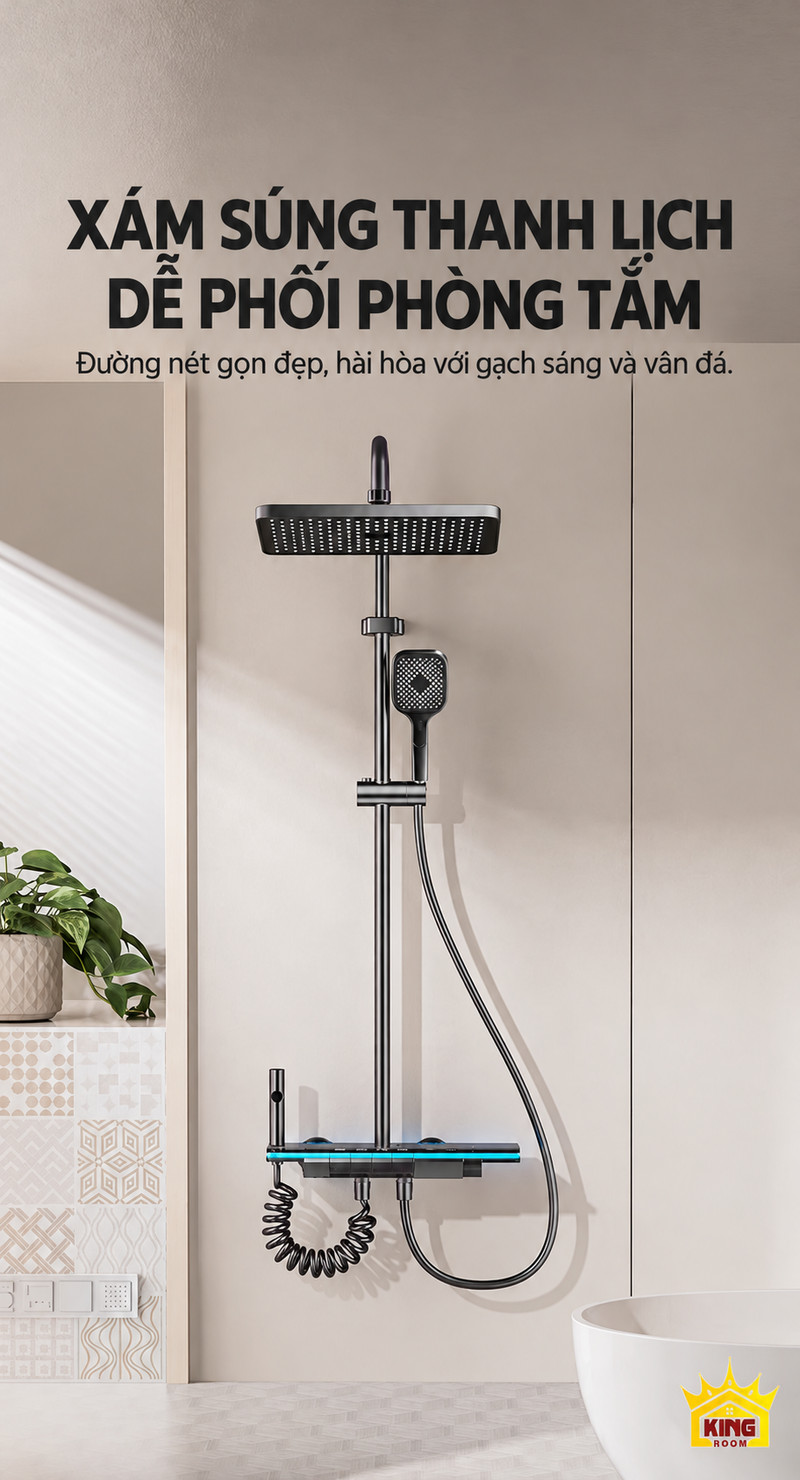 Sen phím đàn trong phòng tắm sáng Sen cây tắm phím đàn KINGROOM xám súng lắp trong phòng tắm tông be sáng