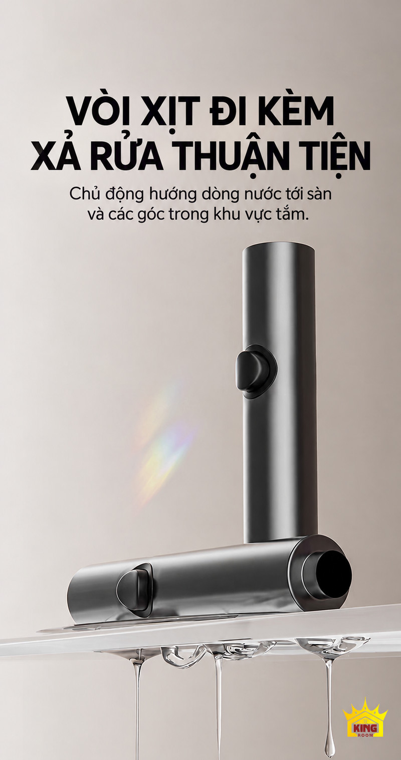 Vòi xịt vệ sinh đi kèm Vòi xịt dạng trụ màu xám súng của sen cây phím đàn KINGROOM