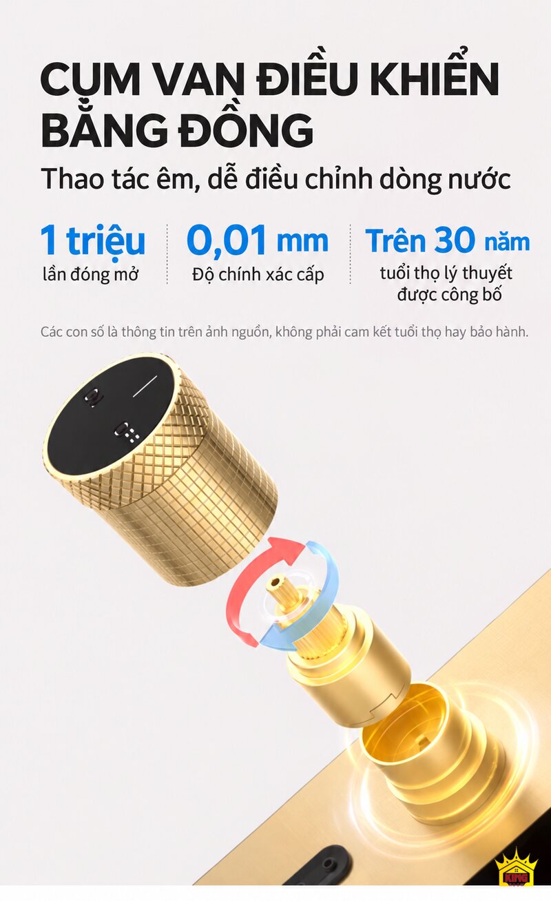 Minh họa cấu tạo cụm van điều khiển nước của sen tắm cột KINGROOM 84003