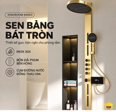 Sen bảng KINGROOM 84003 màu vàng có chú thích inox304 phun ngang và đường nước59A