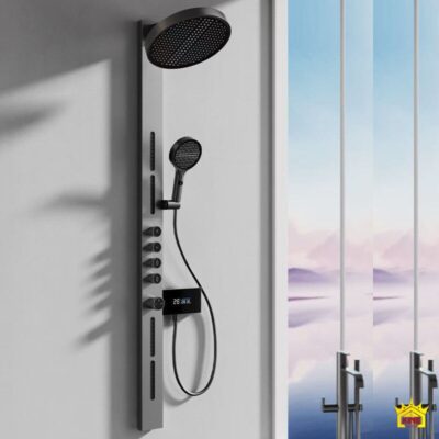 Sen bảng KINGROOM 84003 màu đen đặt cạnh vách kính phòng tắm