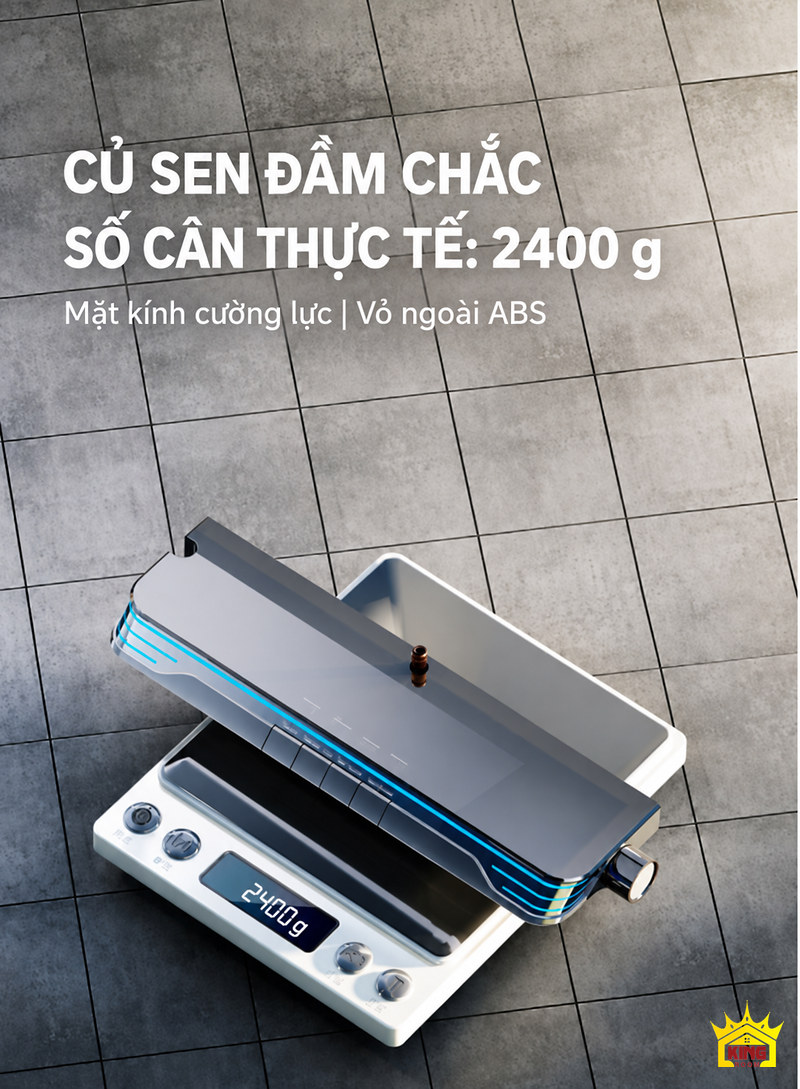 Củ sen X9 cân thực tế 2400 g Củ sen KINGROOM X9 đặt trên cân hiển thị 2400 g