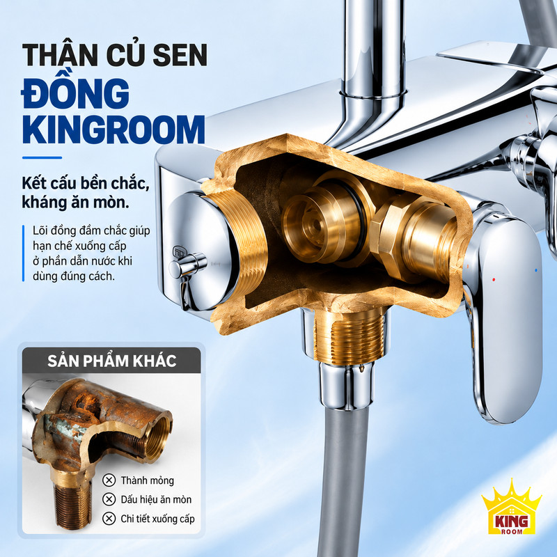 Thân củ sen đồng và so sánh cấu tạo Cấu tạo thân củ sen đồng KINGROOM đối chiếu thân mỏng có dấu hiệu ăn mòn